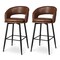Set of 2/4 Mid-Century Modern 40.5"H Faux Leather Bar Stools with Nailhead Trim